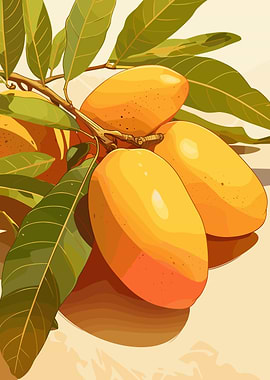 Mangoes on a Branch Illustration