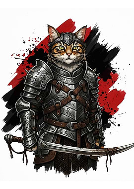 Cat Knight with Sword