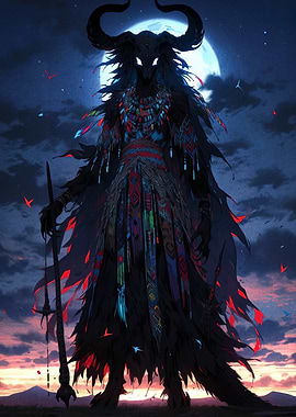 Horned Figure in the Moonlight