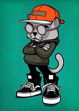Cool Cat Cartoon Character Illustration