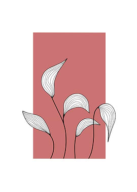 Minimalist Leaves on Terracotta Background