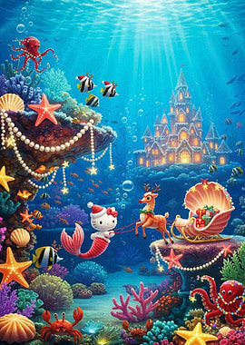 Underwater Christmas with Hello Kitty Mermaid