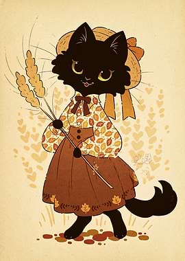 Autumn Cat Illustration