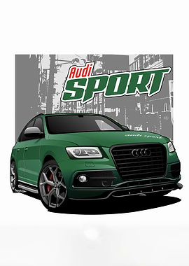 Green Audi Sport Car Illustration
