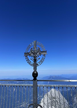 Mountain Peak Cross Zugspitze with Eagle Symbol