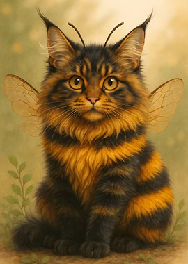 Cat Bee Hybrid Digital Art