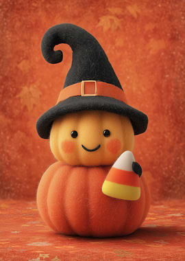 Cute Pumpkin Witch with Candy Corn