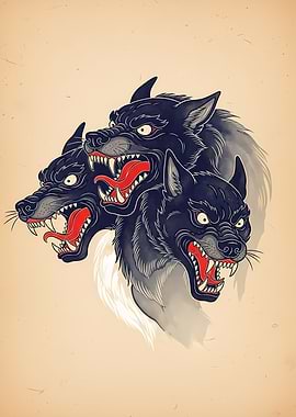 Three-Headed Dog Illustration