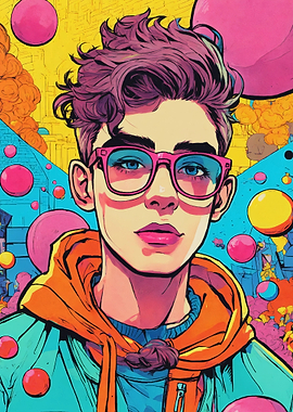 Pop Art Portrait with Colorful Background