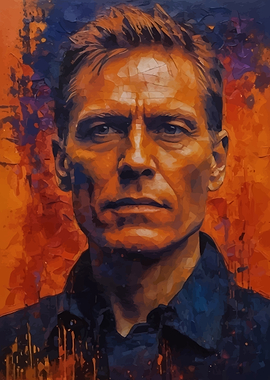 Bryan Adams portrait in orange and blue