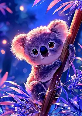 Cute Koala on Branch