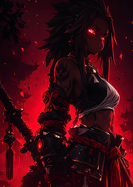 Anime Warrior Woman in Red