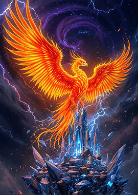 Fiery Phoenix Rising Above