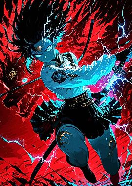 Anime Warrior with Swords and Lightning