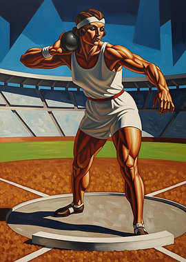 LA LANCEUSE DE POIDS (The Shot Putter) - Original Art Deco Artwork
