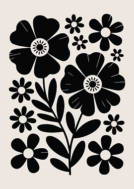 Black and White Floral Illustration