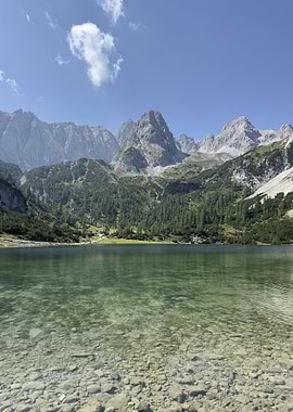 Alpine Lake with Mountain Backdrop