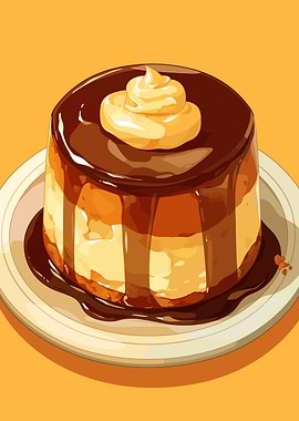 Delicious Caramel Pudding with Cream Topping