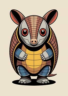 Bauhaus style Robotic Armadillo Illustration