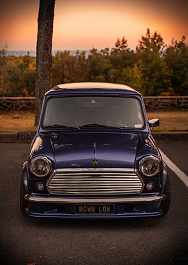 Classic Mini Cooper at Sunset