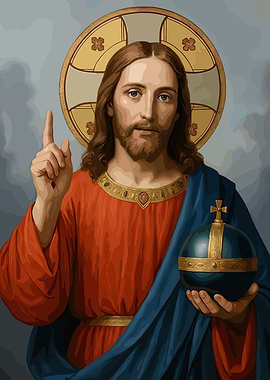 Jesus Christ Portrait with Globe