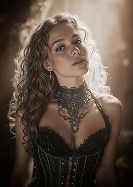 Woman in Corset and Ornate Necklace