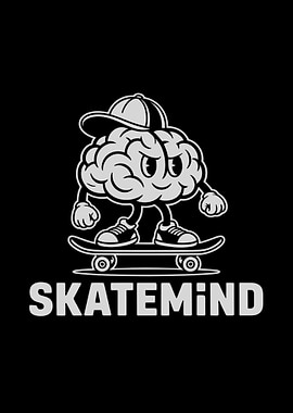 Funny Skateboard Cartoon Brain