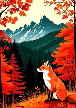 Fox Autumn Mountain Landscape