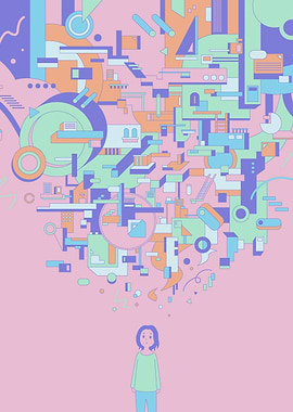Abstract Geometric Thought Bubble Illustration