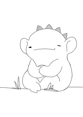 Cute Monster Minimalist Line Art