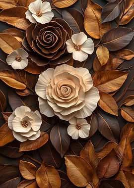 Floral arrangement with roses and leaves