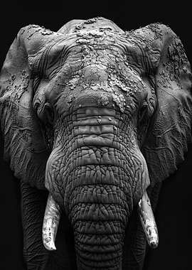Monochrome Elephant Portrait