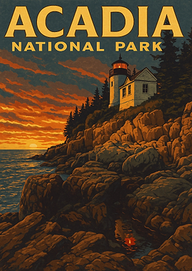 Acadia National Park Vintage Poster