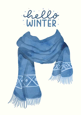 Hello Winter Blue Scarf