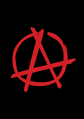 Anarchy Symbol in Red on Black