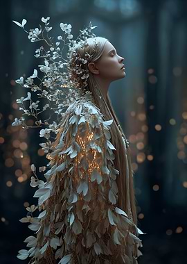Ethereal Woman with Floral Adornments