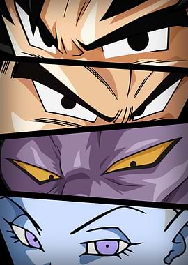 Dragon Ball Super: Goku, Vegeta, Beerus, Whis Eyes