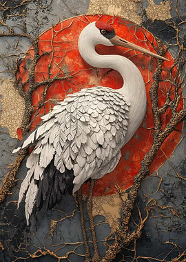 Elegant Crane Sun Backdrop