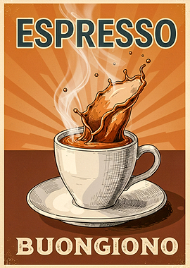 Espresso Buongiorno Vintage Poster