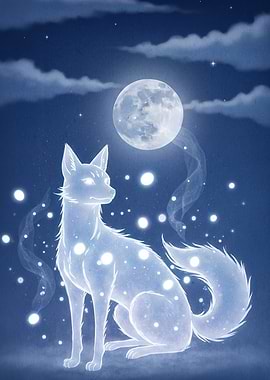 Celestial Fox Under Moonlight