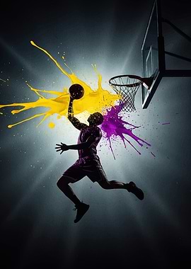 Basketball Player Dunking Paint Splashes
