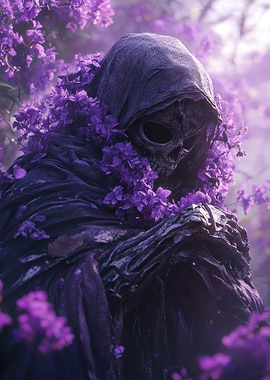 Floral Grim Reaper in Purple Hues