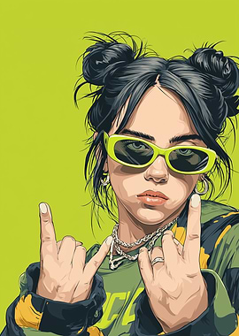 Billie Eilish Cartoon Portrait