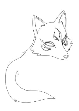 Mythical Fox Minimalist Line Art