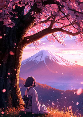 Anime Girl Cherry Blossom