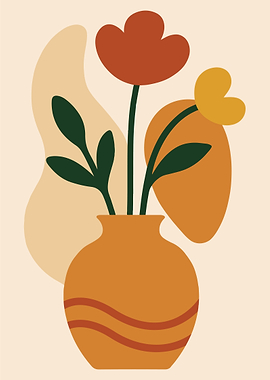 Abstract Floral Still Life Illustration