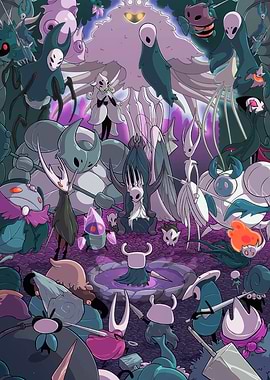 Hollow Knight characters gathering illustration