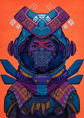 Cyberpunk Samurai Astronaut Portrait