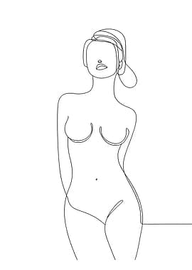 Minimalist Woman body Line Art
