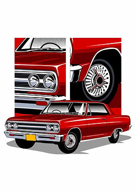 Red Classic Car Illustration